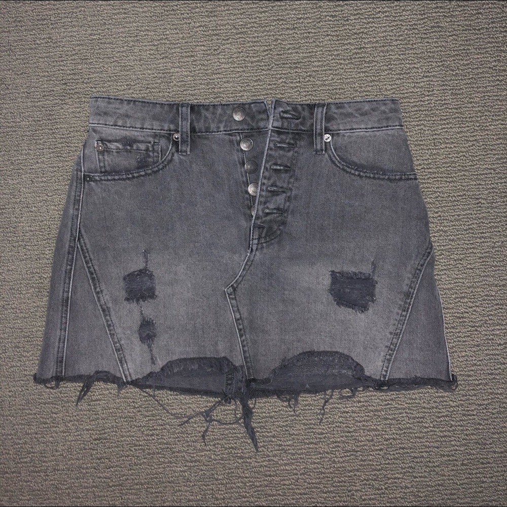 Free People A-Line Denim Skirt - Dark Wash